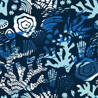 Vector sea seamless pattern with hand drawn textures.