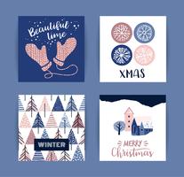 Set of artistic creative Merry Christmas and New Year cards. vector