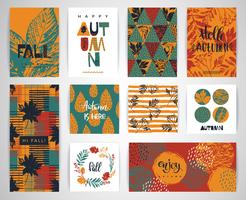 Conjunto de tarjetas de otoño creativas artísticas. vector