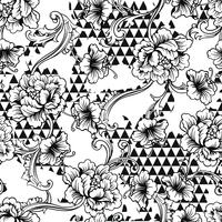 Eclectic fabric seamless pattern. Geometric background with baroque ornament vector