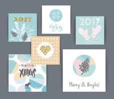 Set of artistic creative Merry Christmas and New Year vector