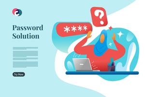 Password Solution. Web landing page template vector