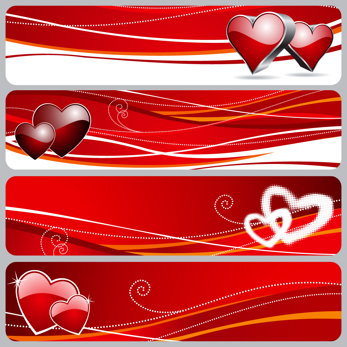 Four Banner Graphic With Valentine S Day Illustration Download