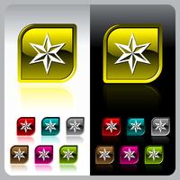 Shiny color button set on black background. vector