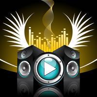 musical theme with speakers and wing vector