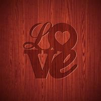 Ilustración del día de San Valentín con diseño de tipografía de amor grabado en madera. vector