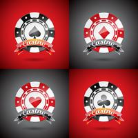 Vector illustration on a casino theme with playing chips set.
