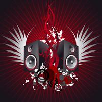 music illustration with wing and speakers vector