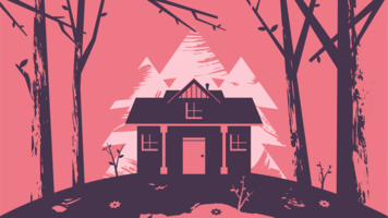 Abstract Spring Morning House In Forest Illustration vector