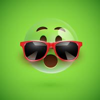 High-detailed 3D smiley with sunglasses on a colorful background, vector illustration