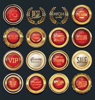 Insignias y etiquetas de oro premium de lujo vector