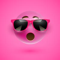 High-detailed 3D smiley with sunglasses on a colorful background, vector illustration