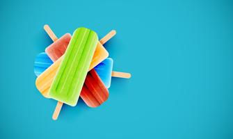 Helados de colores sobre fondo azul, ilustración vectorial vector