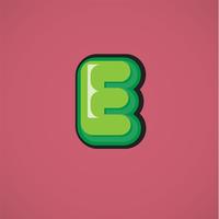 Green comic character from a fontset, vector illustration