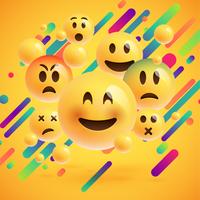 Yellow emoticons with abstract background, vector illustration