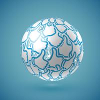 Blue realistic shaded 'thumbs up' globe with connections, vector illustration