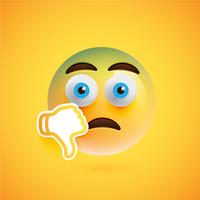 Emoticon with thumbs down, vector illustration