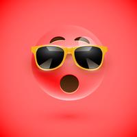 High-detailed 3D smiley with sunglasses on a colorful background, vector illustration