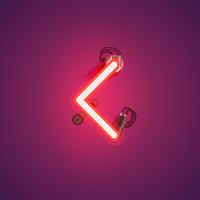 Red realistic neon character with wires and console from a fontset, vector illustration