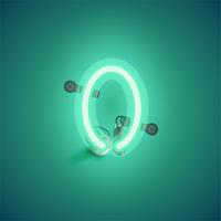 Green realistic neon character with wires and console from a fontset, vector illustration