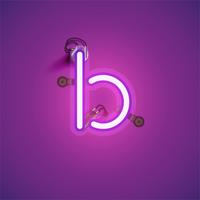 Pink realistic neon character with wires and console from a fontset, vector illustration