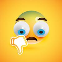 Emoticon with thumbs down, vector illustration