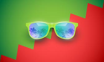 Gafas de sol vector realista en un fondo colorido, ilustración vectorial