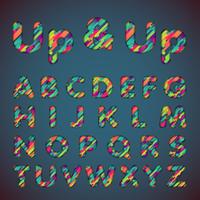'Up  up' colorful font set with shadows  3D effect  Vector illustration