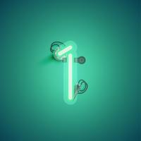 Green realistic neon character with wires and console from a fontset, vector illustration