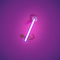 Pink realistic neon character with wires and console from a fontset, vector illustration