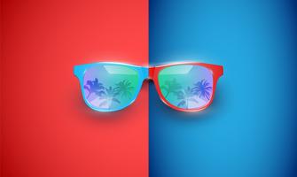 Gafas de sol vector realista en un fondo colorido, ilustración vectorial