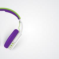 Realistic headphones, with wires on a colorful background, vector illustration