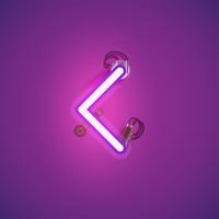 Pink realistic neon character with wires and console from a fontset, vector illustration