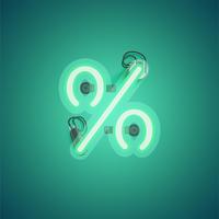 Green realistic neon character with wires and console from a fontset, vector illustration