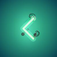 Green realistic neon character with wires and console from a fontset, vector illustration