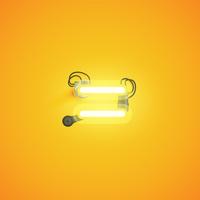 Yellow realistic neon character with wires and console from a fontset, vector illustration