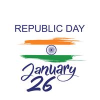 Concepto del día de la república india con texto 26 de enero. vector