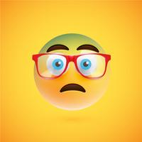 Emoticon amarillo 3D con lentes, ilustración vectorial vector