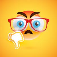 Emoticon with thumbs down, vector illustration