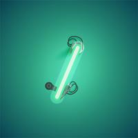 Green realistic neon character with wires and console from a fontset, vector illustration