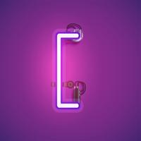 Pink realistic neon character with wires and console from a fontset, vector illustration