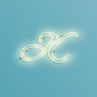 Realistic neon character from a fontset, vector illustration