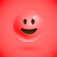 Red realistic emoticon smiley face, vector illustration