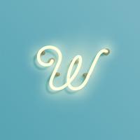 Realistic neon character from a fontset, vector illustration