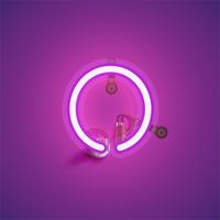 Pink realistic neon character with wires and console from a fontset, vector illustration