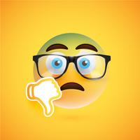 Emoticon amarillo 3D con lentes, ilustración vectorial vector