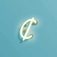 Realistic neon character from a fontset, vector illustration