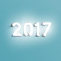 Neon 2017 shining sign, vector illustration