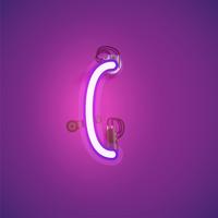 Pink realistic neon character with wires and console from a fontset, vector illustration