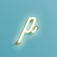 Realistic neon character from a fontset, vector illustration